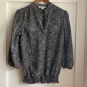 Dress Barn Black/White Leopard Print Blouse, Small